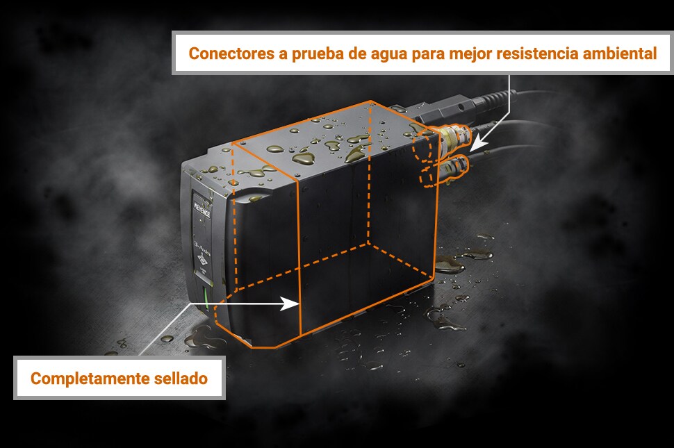 [Conectores a prueba de agua para mejor resistencia ambiental],[Completamente sellado]