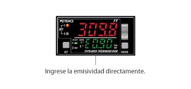 Ingrese la emisividad directamente.