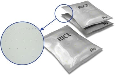 Perforación en bolsas de arroz