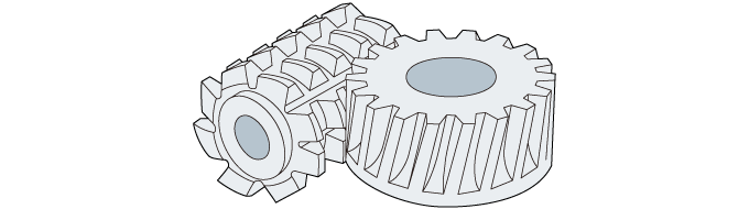 Ilustración esquemática del corte de engranajes con una encimera