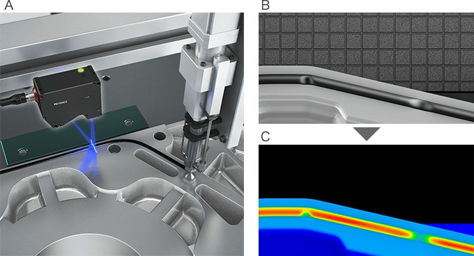 Imagen de inspección de la forma 3D del sellador (sellante, imprimación)