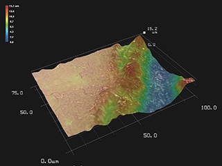 Comprobación de la estructura, visualización del mapa de color de altura y medición de la forma 3D utilizando una imagen 3D