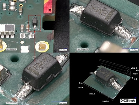 Observación inclinada y medición de la forma 3D (función de pantalla dividida)