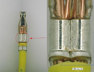 Observación y evaluación cuantitativa de arneses de cableado y conectores crimpados
