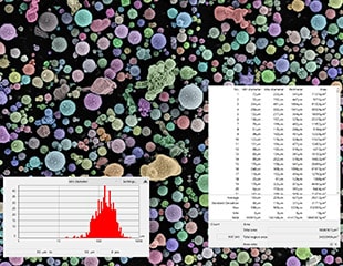 Distribución y análisis del tamaño de partículas
